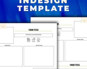 Recipe Card Template - Colorful, 2 Recipes per Page, InDesign Template, Editable Recipe Template, Printable Cards, Recipe Book Template,