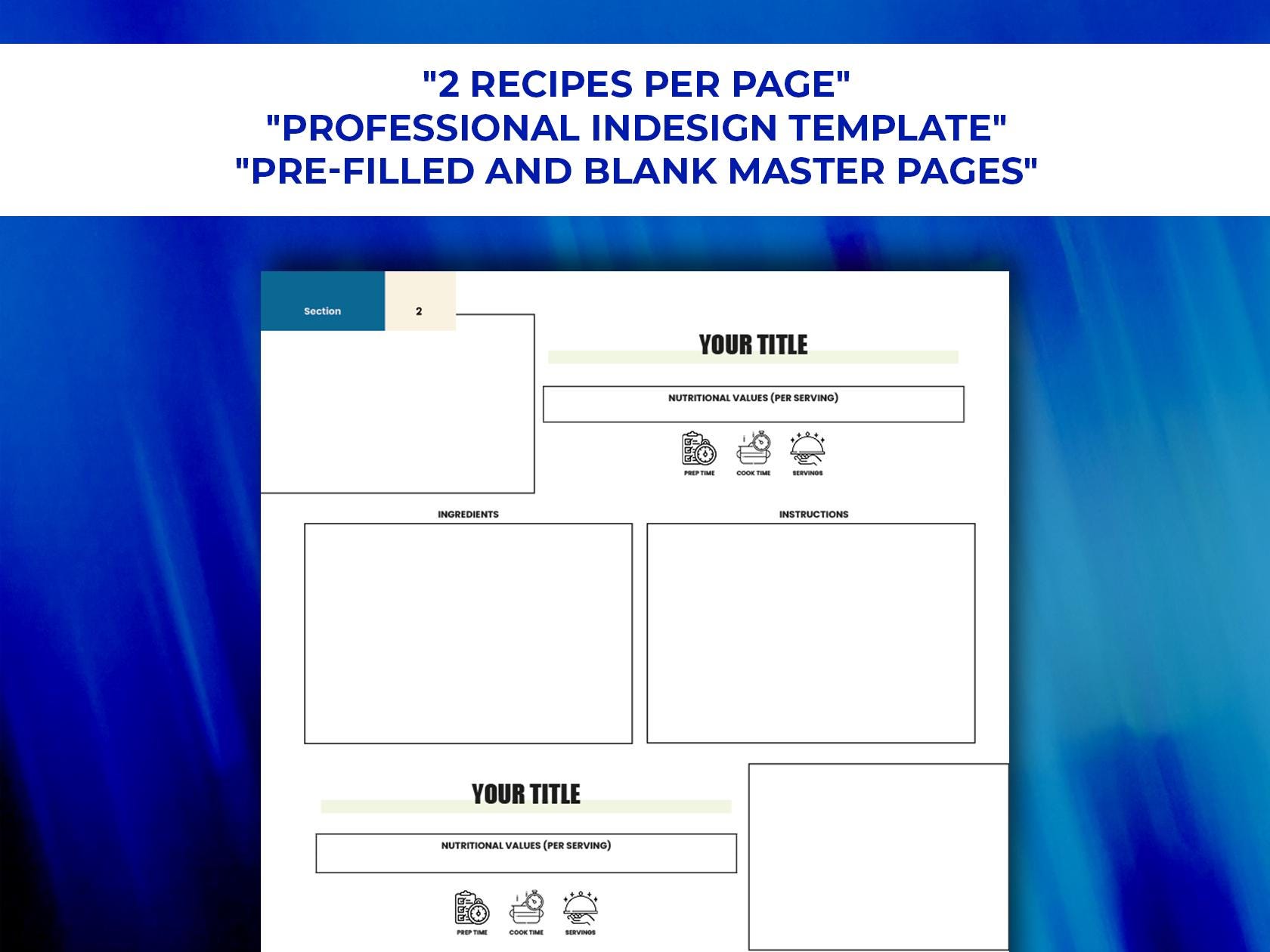 Recipe Card Template - Colorful, 2 Recipes per Page, Indesign Template ...