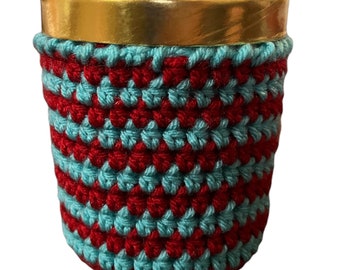 Ice Cream Cozy for pint size - Red & Turquoise