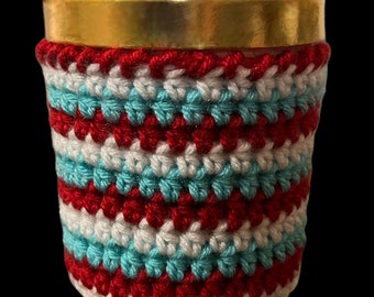 Ice Cream Cozy for pint size - Red, White & Turquoise Stripe