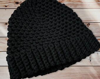 Black Winter Crochet Hat