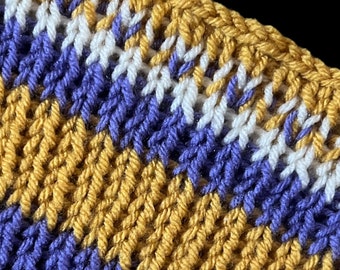 Knitted Ear Warmer Purple & Yellow