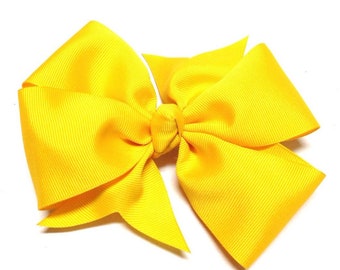 Yellow Hair Bow Barrette for Girls