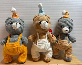Handmade Crochet Teddy Bear | Amigurumi Doll with Overalls