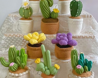 Handmade Crochet Cactus & Succulent – Plush Desk Plant