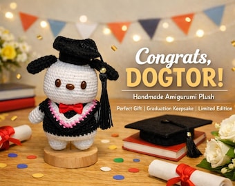 Handmade Crochet Dogtor Puppy – Graduation Amigurumi Plush, Limited Edition