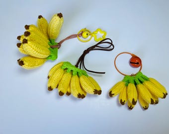 Crochet Banana bunch Charm/Keychain/hanging,
