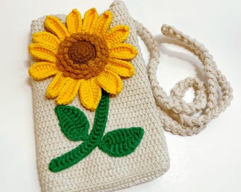 Handmade crochet Sunflower Crossbody Bag