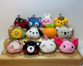 Crochet Coin Purse – Kiss Lock Pouch, Keychain Bag, Character Wallet
