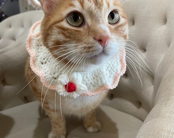 Crochet Pet Collar, Floral Cat or Dog Collar