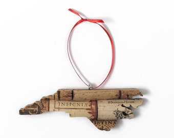 North Carolina wine cork ornament - state ornaments personalized - gift for wine lovers women