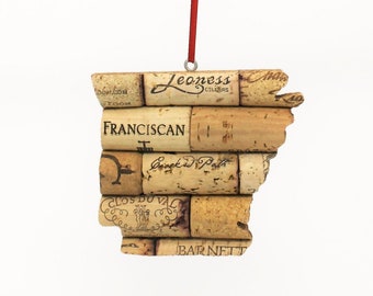 Arkansas wine cork ornament - state ornaments personalized - gift for wine lovers women