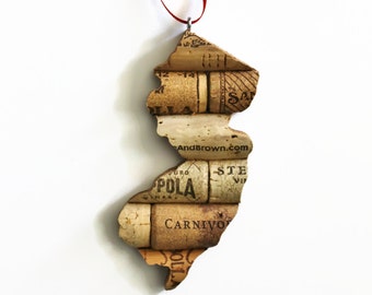 New Jersey wine cork ornament - state ornament personalized – Christmas tree ornament – gift for wine lovers