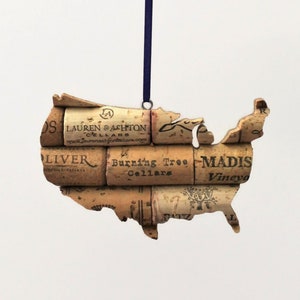 USA wine cork ornaments - travel ornaments - wine gifts