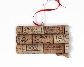 South Dakota wine cork ornament - state ornaments personalized - gift for wine lovers women