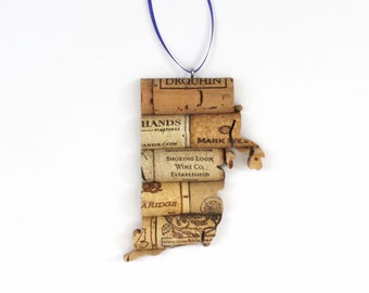 Rhode Island wine cork ornament - state ornament personalized – Christmas tree ornament – gift for wine lovers