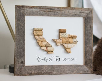 personalized wedding gifts for couple - wine cork state signs - farmhouse wall decor