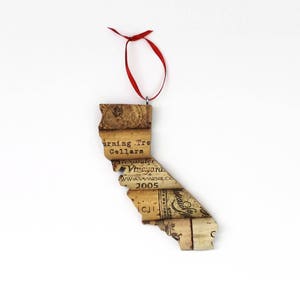 state of California wine cork ornament state ornaments personalized Christmas tree decor gift for wine lovers women afbeelding 1