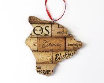 Hawaii wine cork ornament - state ornament personalized – Christmas tree ornament – wine gift for women