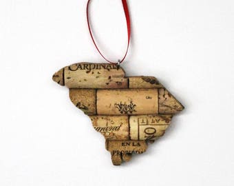 South Carolina wine cork ornament - state ornament personalized – Christmas tree ornament – gift for wine lovers
