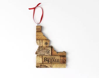 Idaho wine cork ornament - state ornaments personalized - Christmas tree decor - gift for wine lovers women