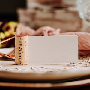 wine cork wedding place card holders - wedding reception decorations - escort card holder