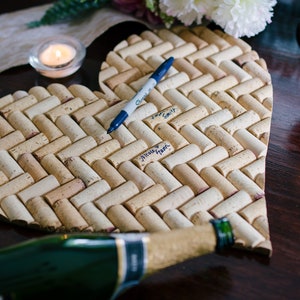 wine cork guestbook - anniversary guest book alternative - heart guestbook - guest book anniversary sign