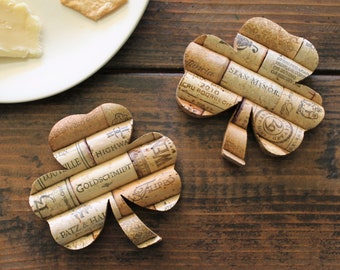 wine cork coasters - St Patricks Day - unique wine lover gift for women