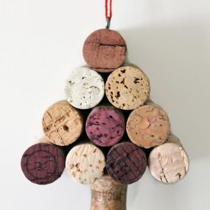 Rustic wine cork Christmas tree ornament Gift for wine lover image 2