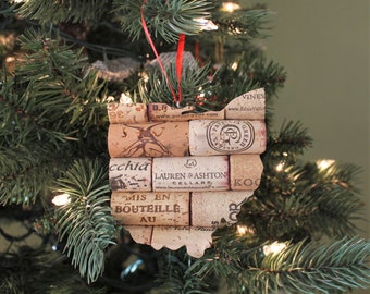 Ohio wine cork ornament - state ornament personalized – Christmas tree ornament – wine gift for women