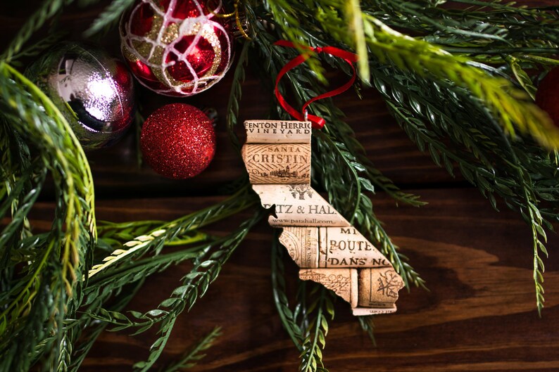 state of California wine cork ornament state ornaments personalized Christmas tree decor gift for wine lovers women afbeelding 5