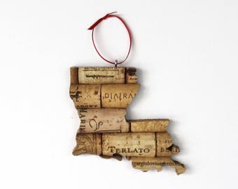 Louisiana wine cork ornament - state ornament personalized – Christmas tree ornament – wine gift for women