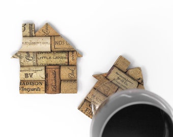 wine cork coasters set - housewarming gift - wine gift for new homeowner