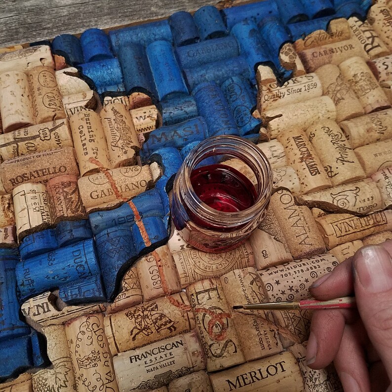Wine Cork Art Travel Art Custom Art Wine Gift Gift for Etsy Israel