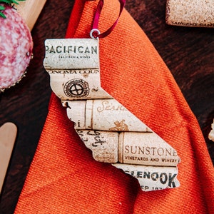 state of California wine cork ornament state ornaments personalized Christmas tree decor gift for wine lovers women afbeelding 3