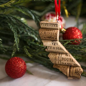 state of California wine cork ornament state ornaments personalized Christmas tree decor gift for wine lovers women afbeelding 7