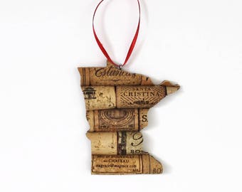 Minnesota wine cork ornament - state ornaments personalized – Christmas tree ornament - gift for wine lovers women