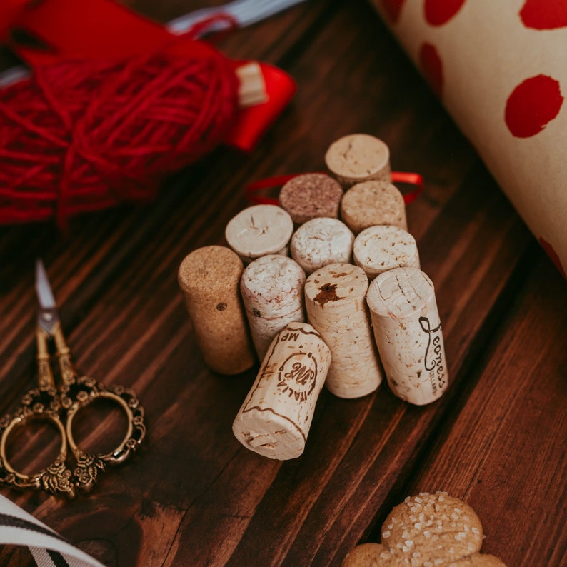 Rustic wine cork Christmas tree ornament Gift for wine lover image 5