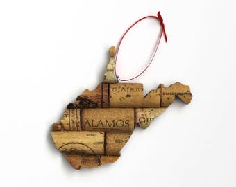 West Virginia wine cork ornament - state ornament personalized – Christmas tree ornament – gift for wine lovers