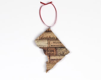 Washington DC wine cork ornament - state ornament personalized – Christmas tree ornament – gift for wine lovers
