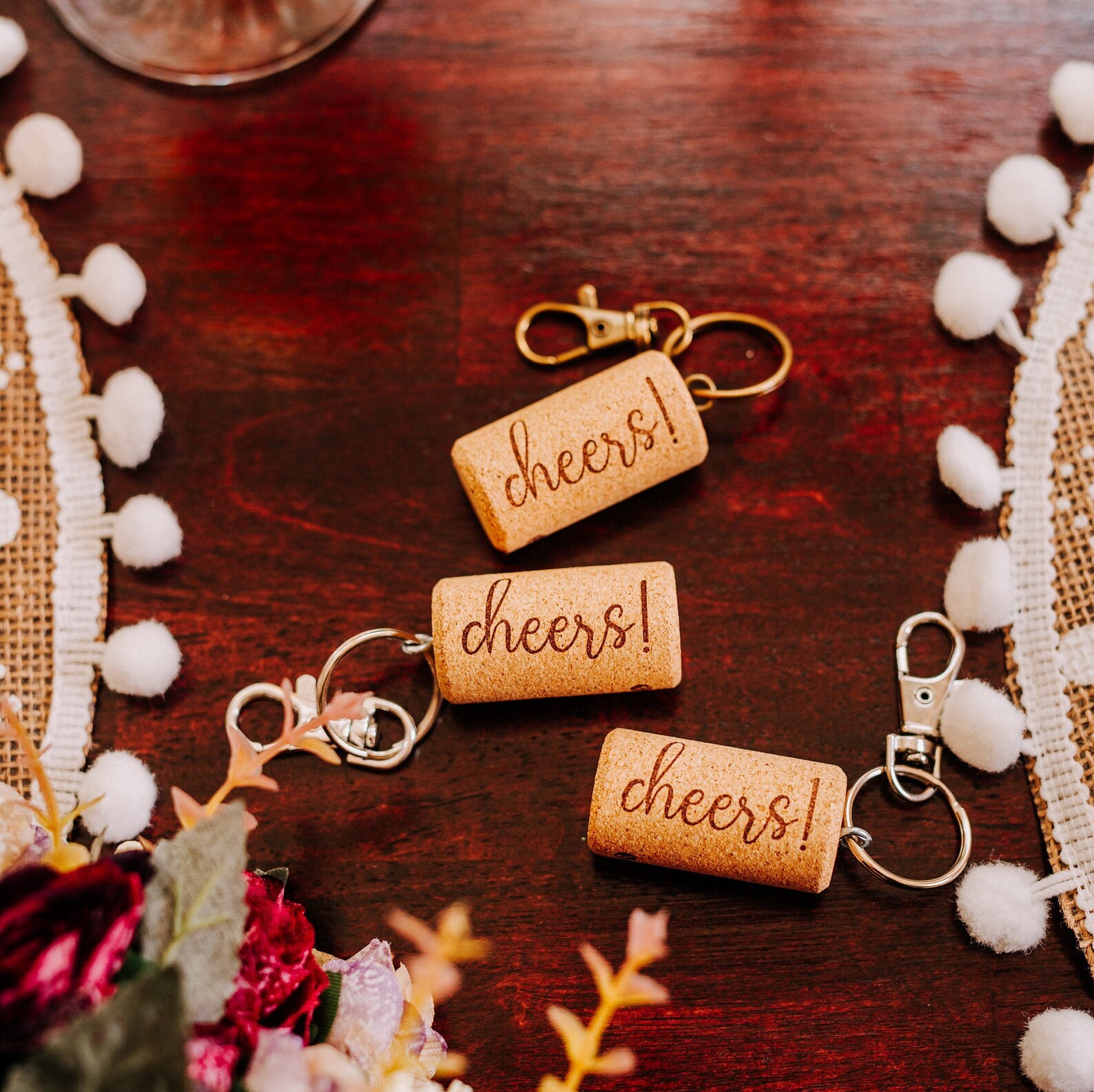 Wine Cork Keychains Rustic Wedding Favors for Guests Etsy