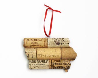 Iowa wine cork ornament - state ornaments personalized - gift for wine lovers women
