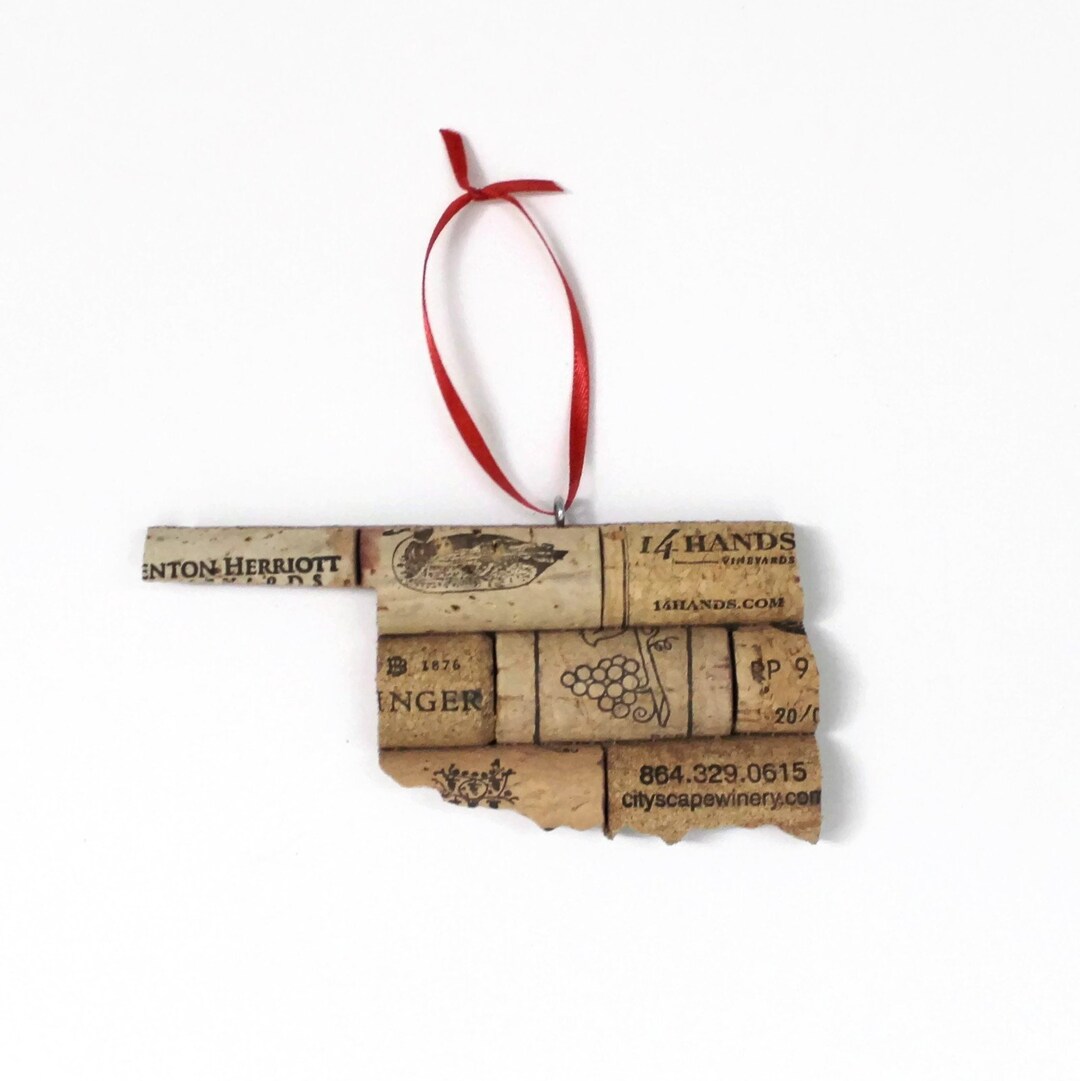 Oklahoma Wine Cork Ornament - State Ornament Personalized