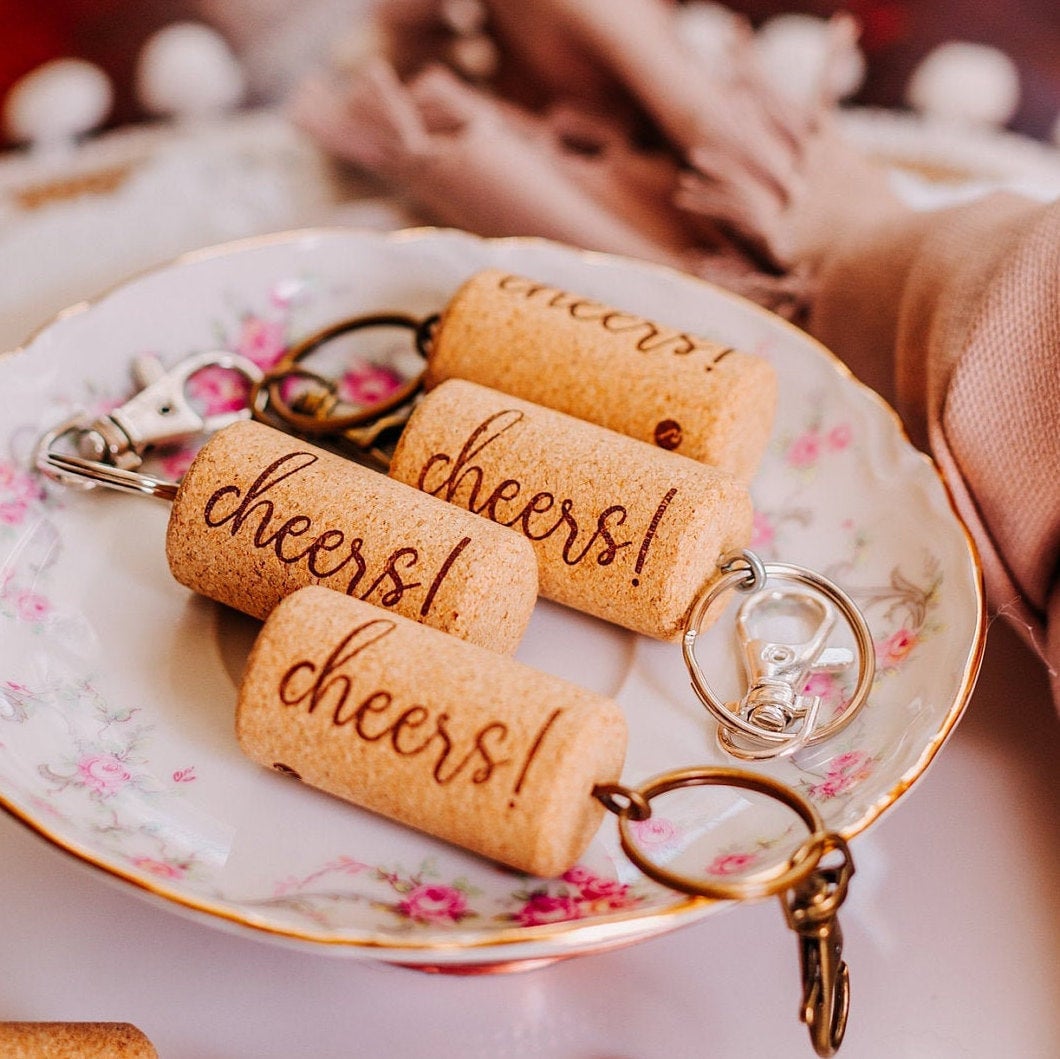Wine Cork Keychains Rustic Wedding Favors for Guests | Etsy