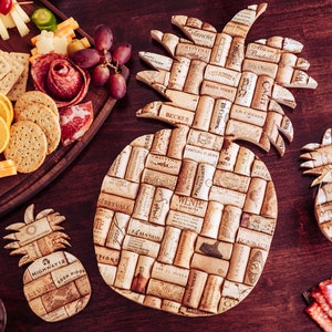 Pineapple Wine Cork Trivet and Coasters Set - Rustic Decor for the Home - Wine Lover Gift