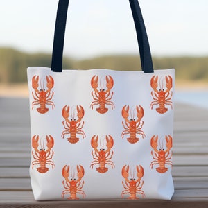 Lobster Tote Bag Trendy Ocean Lover Gift for Beach Vacation Reusable Lobster Tote Coastal Living Gift Summer Tote Bag Seaside Housewarming