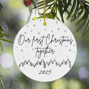 Our First Christmas Ornament, New Couple Married Couple Wedding Gift, Bridal Party Newlywed Keepsake Stocking Stuffer Tree Decor Custom Date