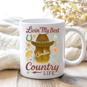 Custom Country Life Mug, Personalized Farmhouse Coffee Cup Western Cowgirl Gift Country Vibes Farm Girl Mug Kitchen Decor Country Mama Gift