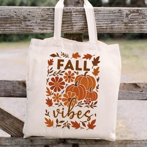 Floral Pumpkin Patch Tote Bag, Fall Vibes Farmers Market Tote, Boho Farmhouse Autumn Season Festival Bag, Cozy Thanksgiving Gift