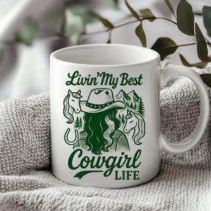 Cowgirl Life Mug, Farmhouse Ranch Coffee Cup, Western Country Gift, Country Living Farm Girl Mug Floral Kitchen Decor Country Mama Gift Idea